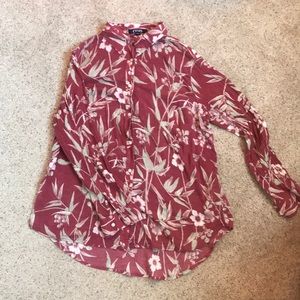Long sleeve Hawaiian print blouse